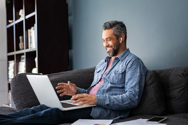 Man working from home on laptop