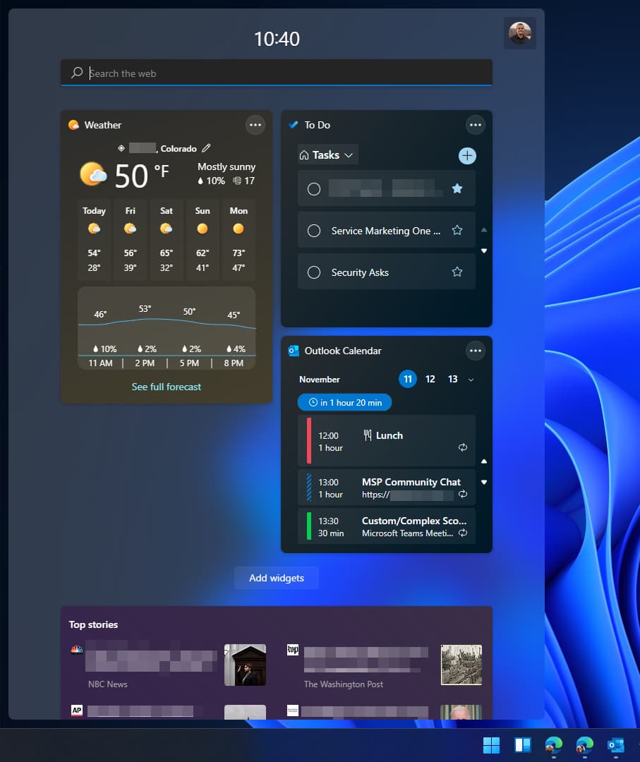 Windows 11 Widget Board