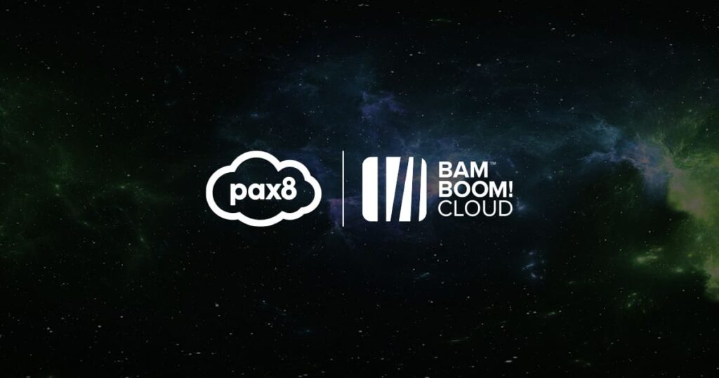 Pax8 and Bam Boom Cloud logos