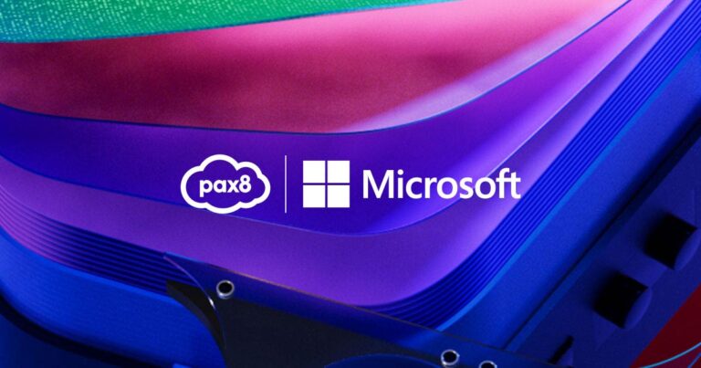 Pax8 and Microsoft logos on Copilot background