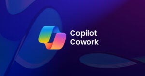 Microsoft copilot work logo on a blue background