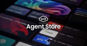 Pax8 Agent Store logo on a background of vendor icons