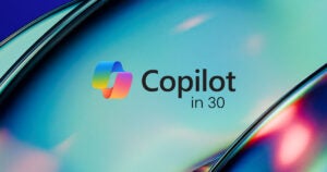 Copilot in 30 on teal background