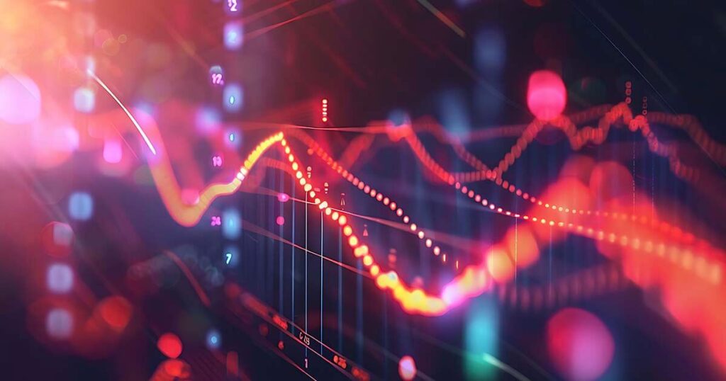 red orange neon dotted graph numbers