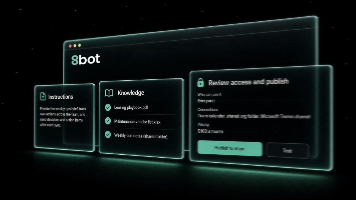 A visual example of the 8bot AI managed coworker user interface.