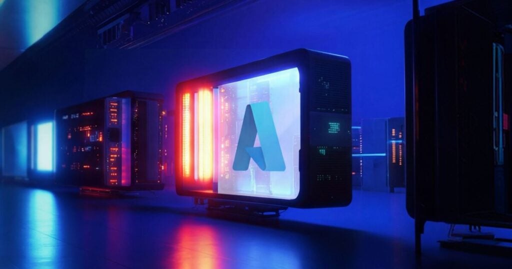 microsoft azure logo on led screen