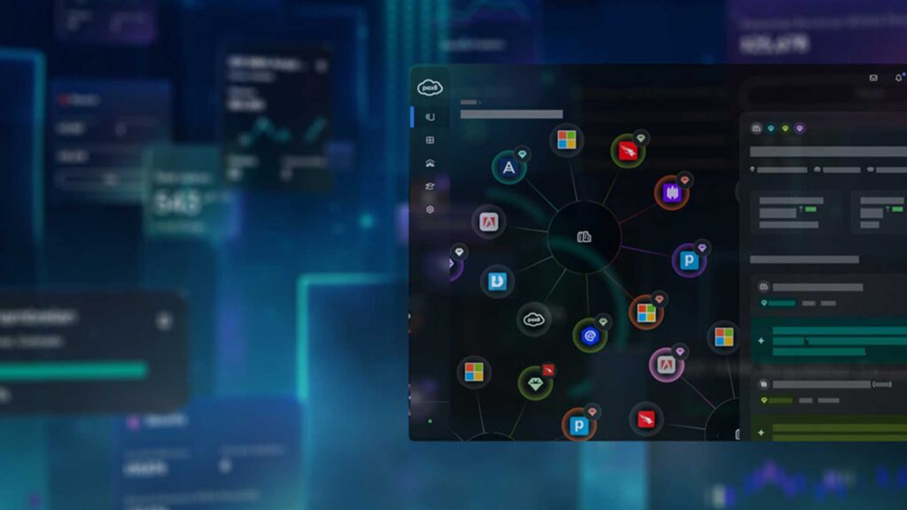 User interface of the Pax8 Marketplace showing interconnected cloud solution icons.