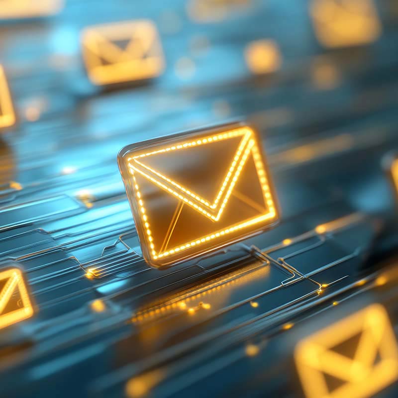 Digital email icon - representing how Pax8 helped Solunan drive DMARC management with Valimail