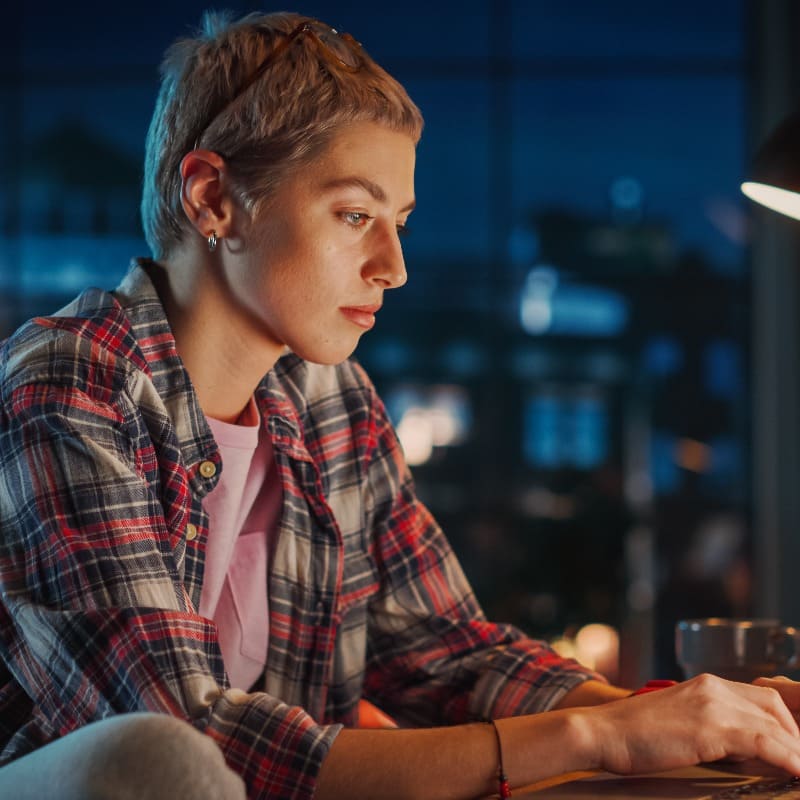 Woman working at a laptop