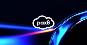 Pax8 logo on abstract glass wave background