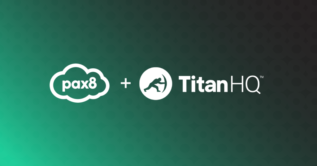 Pax8 + TitanHQ logos on a green background