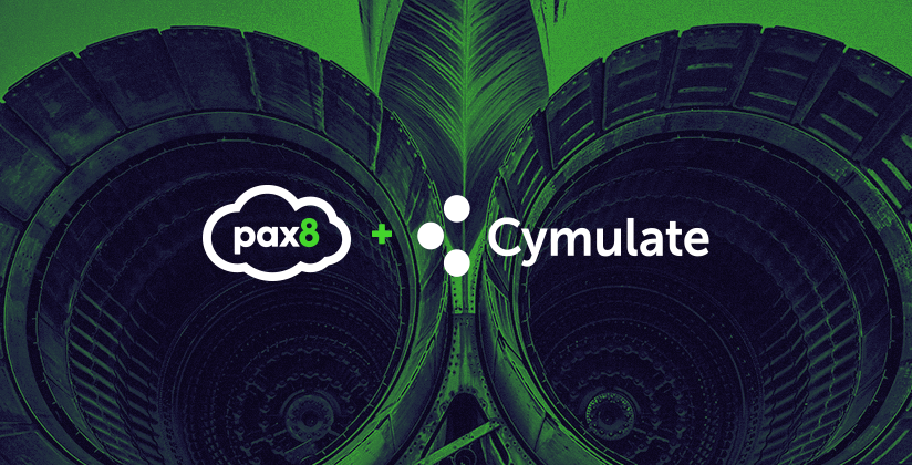 Pax8 + Cymulate vendor partnership image with jet engines in the background