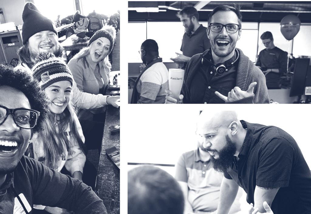 Collage of people working at Pax8 in their careers