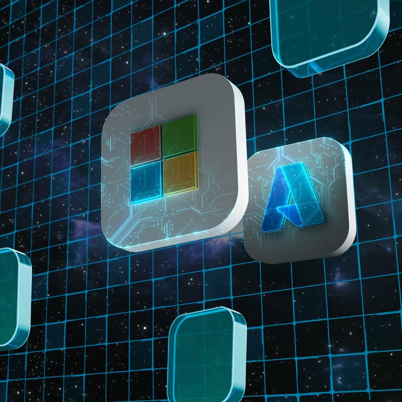 Microsoft and Azure logos on grid