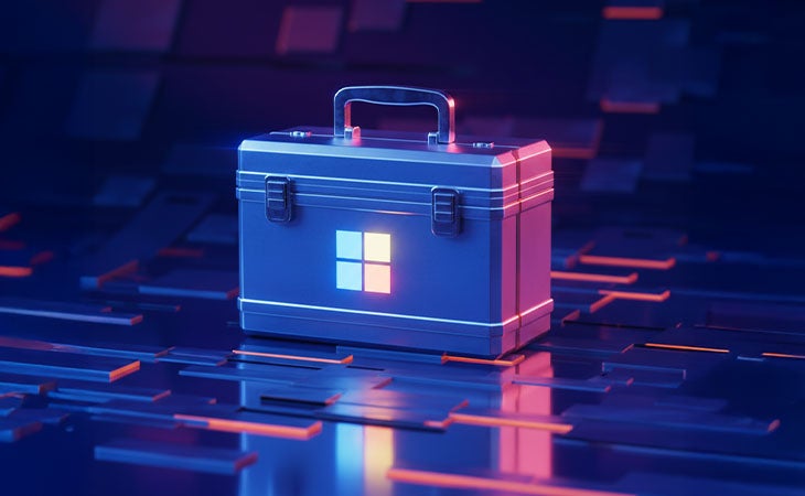 toolbox with the Microsoft logo on the side