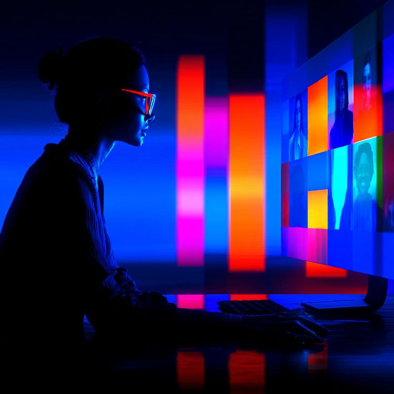 woman engaged with a Pax8 webinar