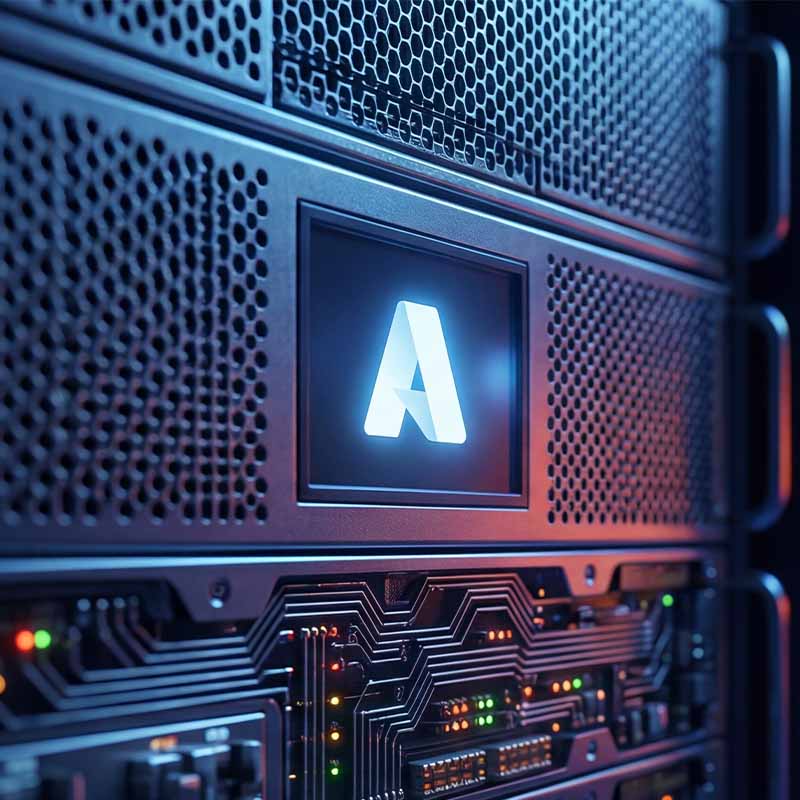 Azure logo in server rack