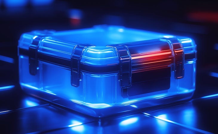 glowing blue briefcase